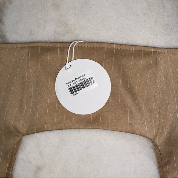 Princess Polly Beige Pinstripe Square Neck Crop Top - Picture 3 of 7